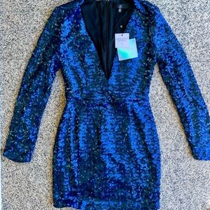 Misguided Blue sequin dress